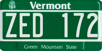 VT license plate ZED172