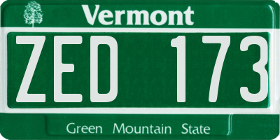 VT license plate ZED173