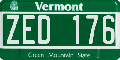 VT license plate ZED176