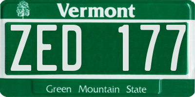 VT license plate ZED177