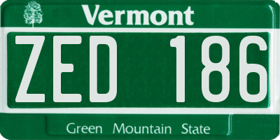 VT license plate ZED186