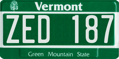 VT license plate ZED187