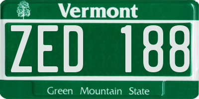 VT license plate ZED188