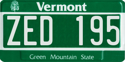 VT license plate ZED195