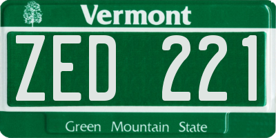 VT license plate ZED221