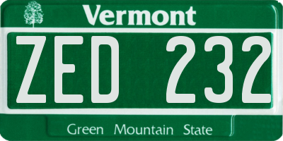 VT license plate ZED232