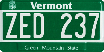 VT license plate ZED237