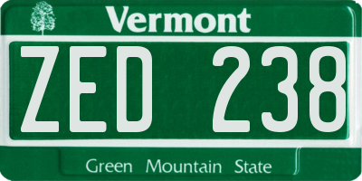 VT license plate ZED238