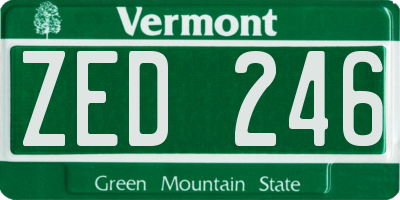 VT license plate ZED246