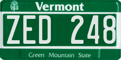 VT license plate ZED248