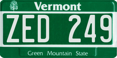 VT license plate ZED249