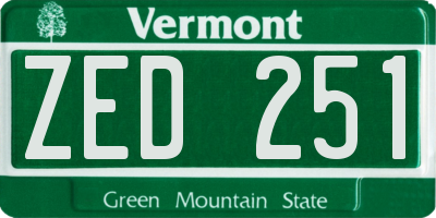 VT license plate ZED251