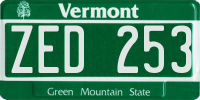 VT license plate ZED253