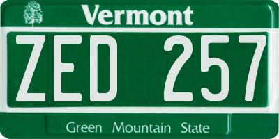 VT license plate ZED257