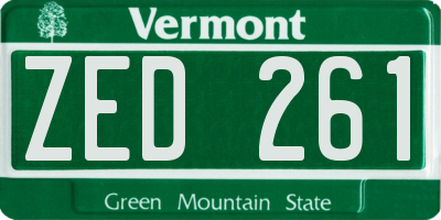 VT license plate ZED261
