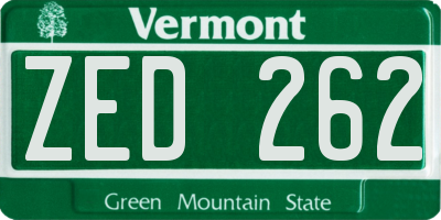 VT license plate ZED262
