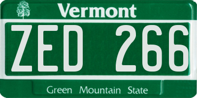VT license plate ZED266
