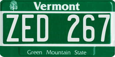 VT license plate ZED267