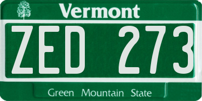 VT license plate ZED273