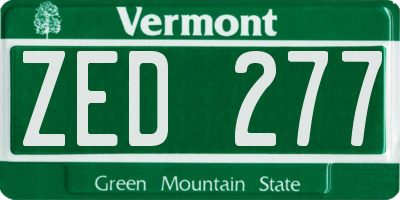 VT license plate ZED277