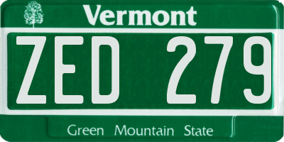 VT license plate ZED279