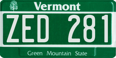 VT license plate ZED281