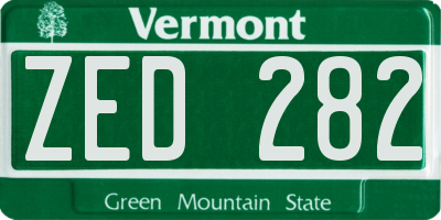 VT license plate ZED282