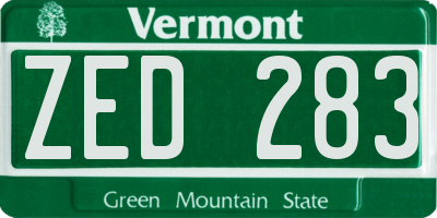 VT license plate ZED283