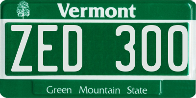 VT license plate ZED300
