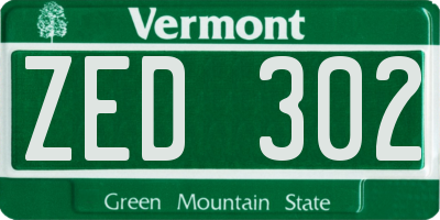 VT license plate ZED302