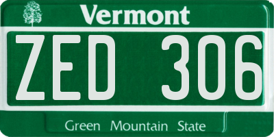 VT license plate ZED306