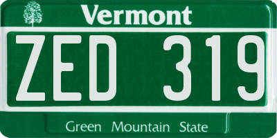 VT license plate ZED319
