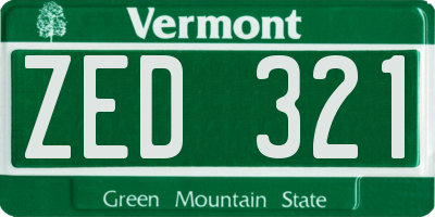 VT license plate ZED321