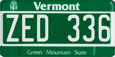 VT license plate ZED336