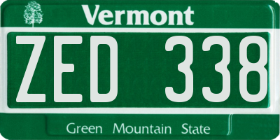 VT license plate ZED338