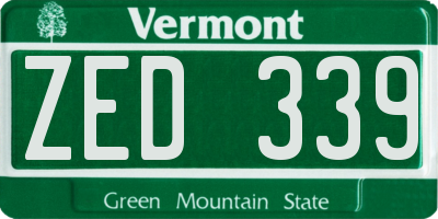 VT license plate ZED339