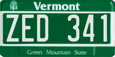 VT license plate ZED341