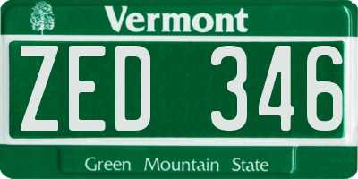 VT license plate ZED346