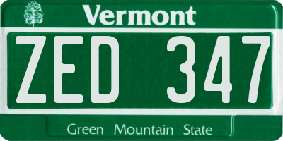 VT license plate ZED347