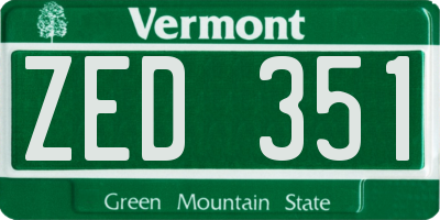 VT license plate ZED351