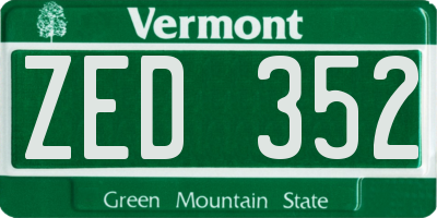 VT license plate ZED352