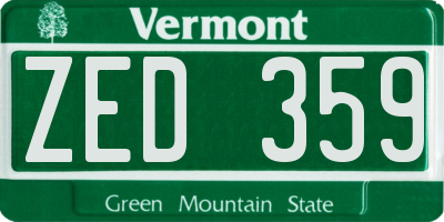 VT license plate ZED359