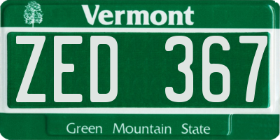VT license plate ZED367