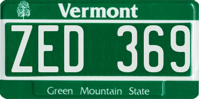VT license plate ZED369