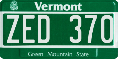VT license plate ZED370