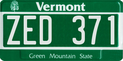 VT license plate ZED371