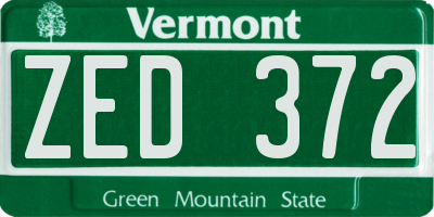 VT license plate ZED372