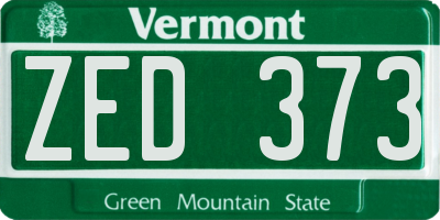 VT license plate ZED373