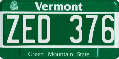 VT license plate ZED376