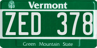VT license plate ZED378